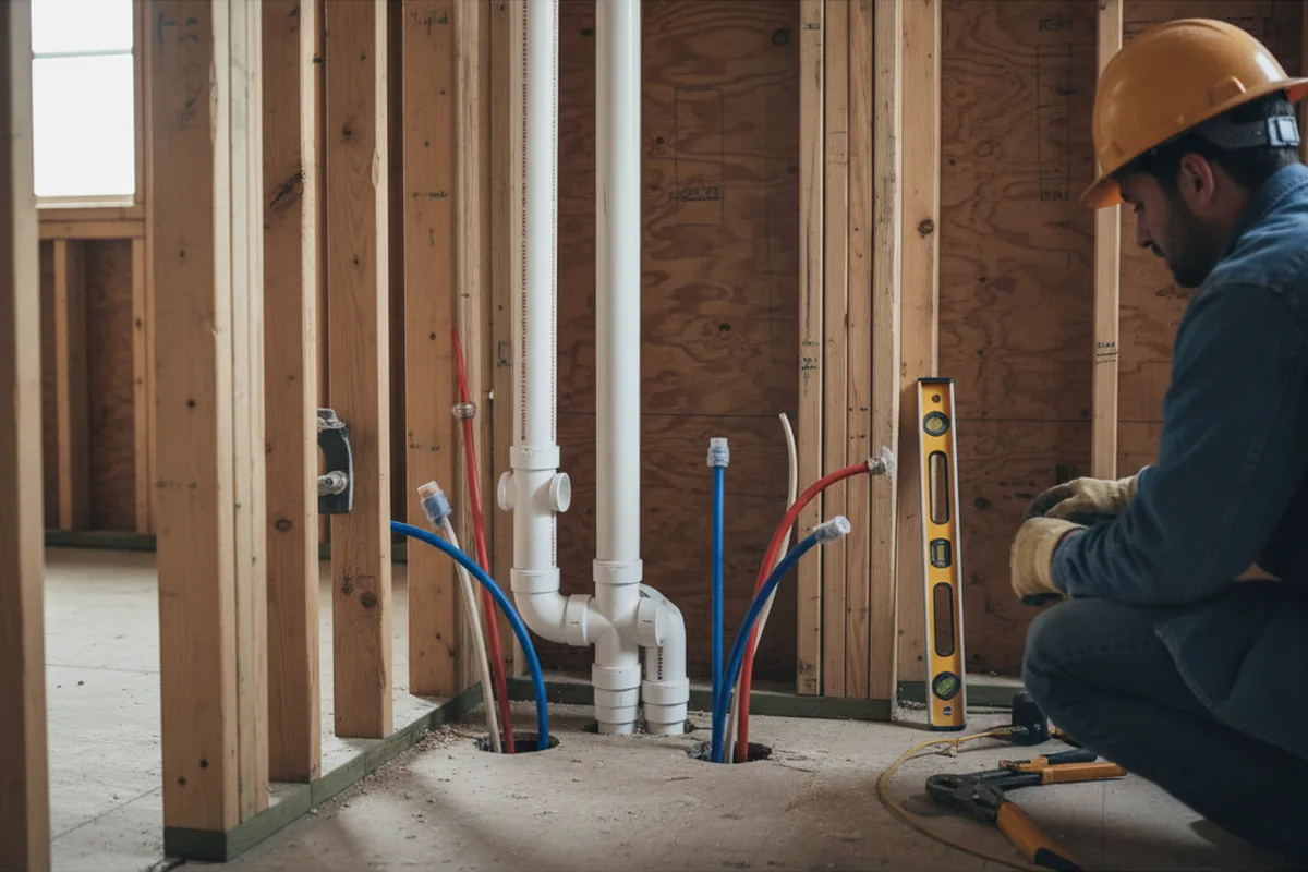 Drain and supply rough-in during Sump Pump Repair in New Hope
